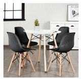 4 Pieces Modern Plastic Hollow Chair Set with Wood Leg