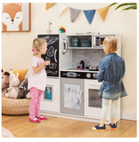 Kid's Pretend Play Kitchen Toddler Kitchen Playset with Blackboard White, unassembled