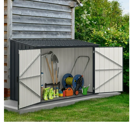 6.3 x 2.6 FT Metal Outdoor Storage Shed w/ Lockable Door Hydraulic Gas Rod _ Customer Return