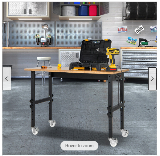 Mobile Workbench with Lockable Casters for Home or Work Use