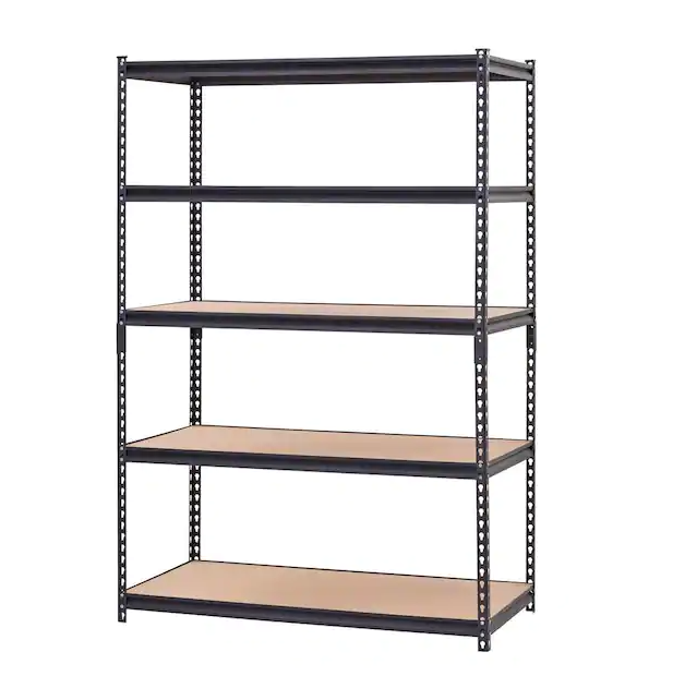 5-Tier Heavy Duty Steel Garage Storage Shelving Unit in Black - Unassembled