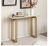 Console Table Faux Marble Entryway Sofa Table with Metal Legs - Scratch and Dent