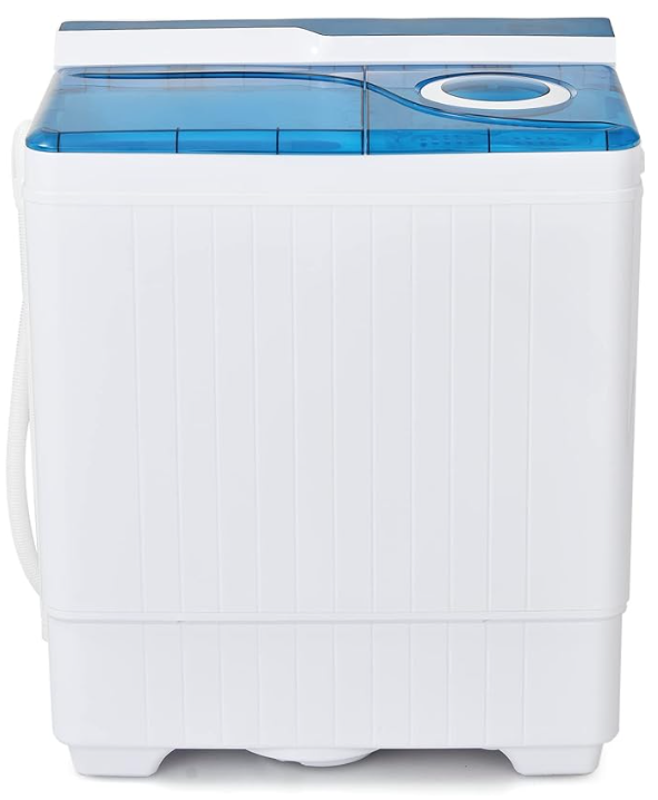 Twin Tub Portable Washing Machine with Timer Control and Drain Pump for Apartment-Blue