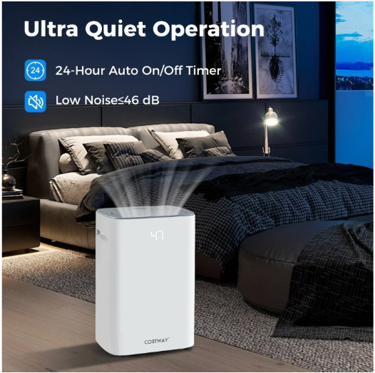 52 Pint Dehumidifier with Auto Drain or Manual Drainage for Home Basement