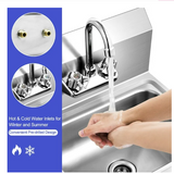 Stainless Steel Sink Wall Mount Hand Washing Sink with Faucet and Back Splash