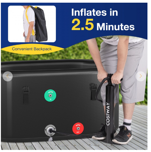 Portable Ice Bath Tub for Home with Lid and Cover-Black (Customer Return)