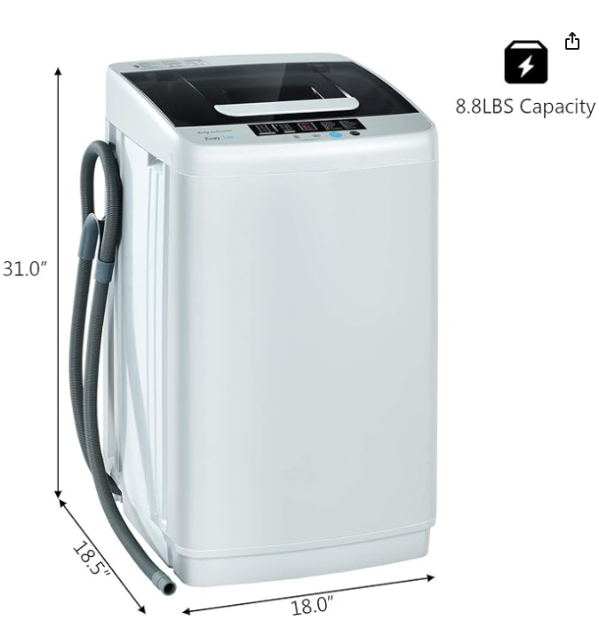 Portable Washing Machine, 2-in-1 Laundry Washer and Spin Combo with 10 Programs, 8.8lbs Capacity, Drain Pump and LED Display, Full Automatic Washer for Apartment, RVs, Dorm, White