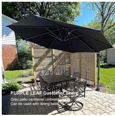 11 FT Outdoor Patio Umbrella with 360° Rotation and Adjustable Tilt-OURS IS BEIGE, FULLY ASSEMBLED