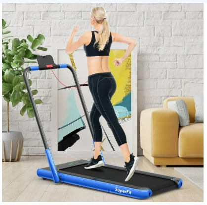 SPECIAL- SuperFit 2.25HP 2-in-1 Folding Under Desk Treadmill with APP Speaker-Blue (Max265 LBS)
