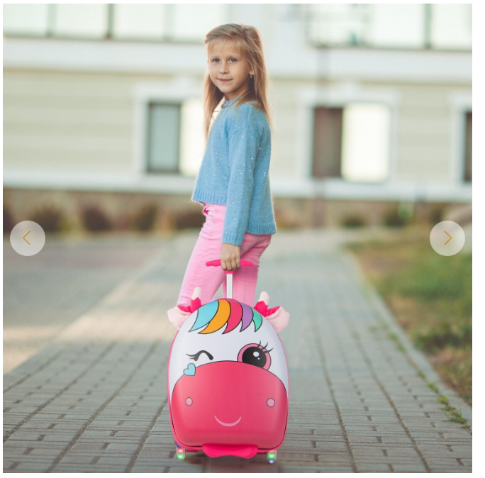 Costway Kids Rolling Luggage 16'' Hard Shell Carry On Travel Suitcase with Flashing Wheels