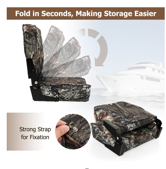 Costway 2-Piece Folding Boat Seat Set with Sponge Padding & Aluminum Hinges Low Back