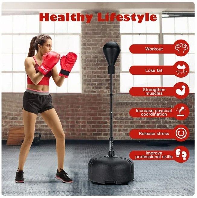 Freestanding Punching Bag w/Stand Boxing Gloves for Adult Kids Adjustable