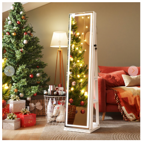 Special - 360° Swivel Freestanding Jewelry Cabinet with Lighted Full Length Mirror - Assembled