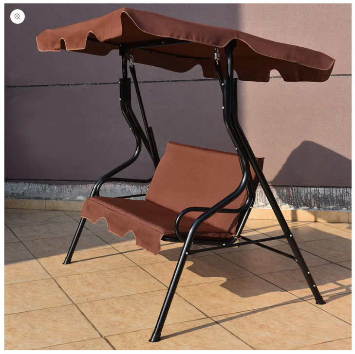 3 Seats Patio Canopy Swing - Brown  , Assembled