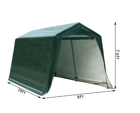 8'x14' Patio Tent Carport Storage Shelter Shed Car Canopy Heavy Duty Green (1 Box, Unassembled)