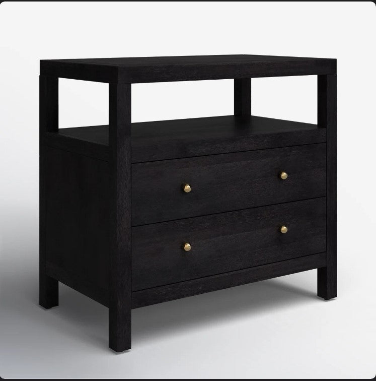 Celine 28" 2-Drawer Nightstand, Black - Assembled