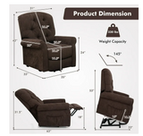 Power Lift Recliner Chair Sofa for Elderly w/ Side Pocket & Remote Control Brown