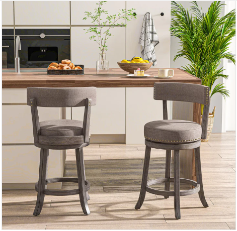 Set of 2 - 26" Bar Stools Set, Swivel Counter Height Bar Chairs with Footrest [Scratch and Dent] (Assembled)