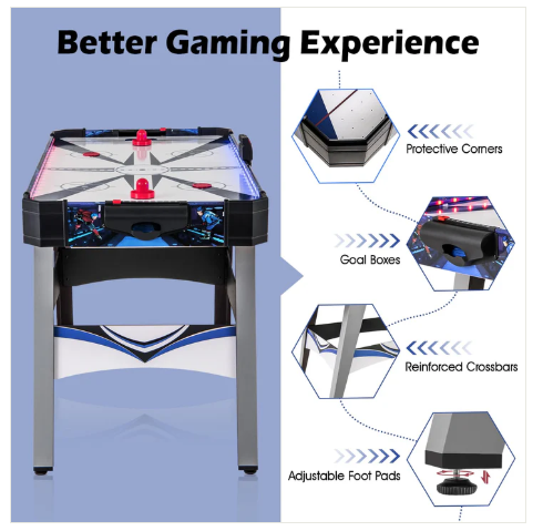 54" Air Hockey Table - Arcade Hockey Table Gaming Set w/LED Electronic Scoring (Scratch and Dent)