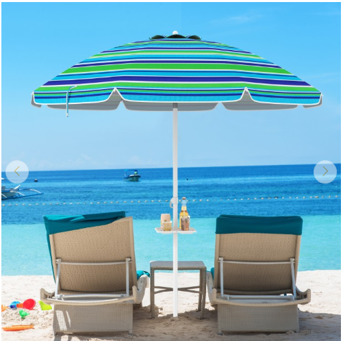 7.2 Feet Portable Outdoor Beach Umbrella with Sand Anchor and Tilt Mechanism