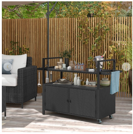 Bar Cart,  Wicker Buffet Serving Cart,  MISSING MAGNET