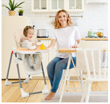 Baby Folding Chair with Wheel Tray Storage Basket - Grey