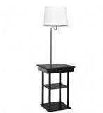 Floor Lamp Bedside Desk with USB Charging Ports Shelves