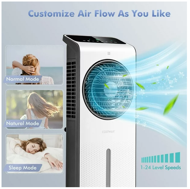 Evaporative Air Cooler 3-in-1 Portable Swamp Cooling Fan w/ 12H Timer Remote