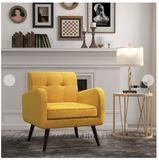 Modern Upholstered Comfy Accent Chair with Rubber Wood Legs