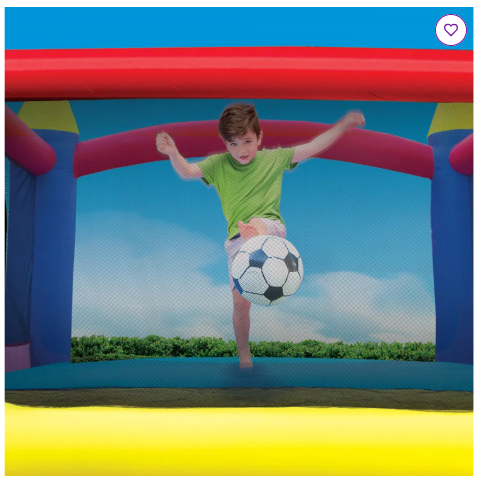 Banzai Slide N Fun Inflatable Slide and Bounce House with Soccer Net and Ball with Blower