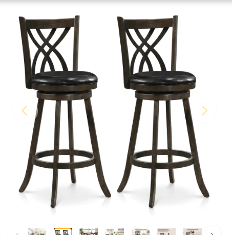 Set of 2 - 25" Swivel Bar Stools with Rubber Wood Frame (Assembled)