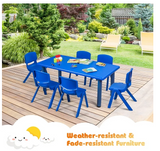 *CLEARANCEL* - 7-Piece Plastic Kids Chairs and Table - Blue (Scratch and Dent)