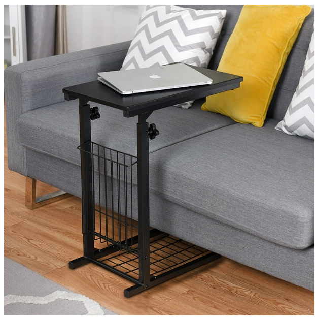 Rolling Height Adjustable Sofa End Side Table