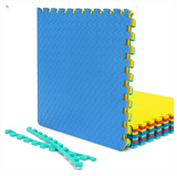 12 Pieces Puzzle Interlocking Flooring Mat with Anti-slip/Waterproof Surface - Yellow/Blue only