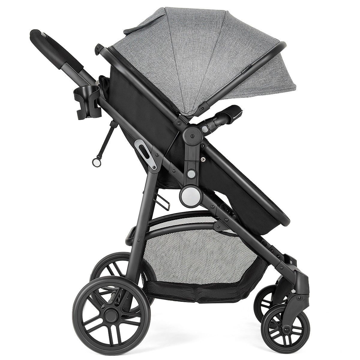 2 in 1 Foldable Pushchair Newborn Infant Baby Stroller-Gray