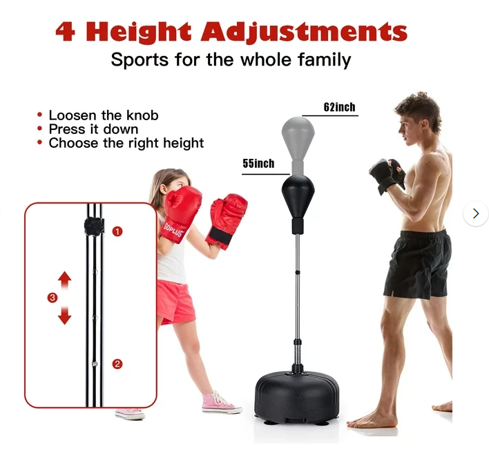 Freestanding Punching Bag w/Stand Boxing Gloves for Adult Kids Adjustable