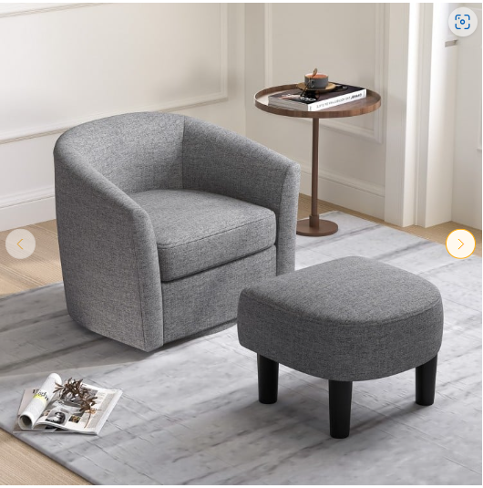 Swivel Accent Chair with Ottoman Footrest (Customer Return) (Assembled)