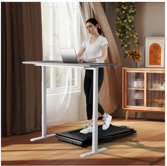 2-in-1 Folding Treadmill with RC Bluetooth Speaker LED Display-Black