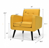 Modern Upholstered Comfy Accent Chair with Rubber Wood Legs