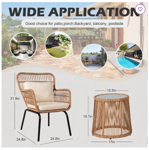 3 Piece Dawna Seating Group with Cushions (Fully Assembled)