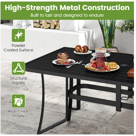 63" x 33" Rectangle Metal Patio Dining Table for 6-Black (Scratch and Dent)