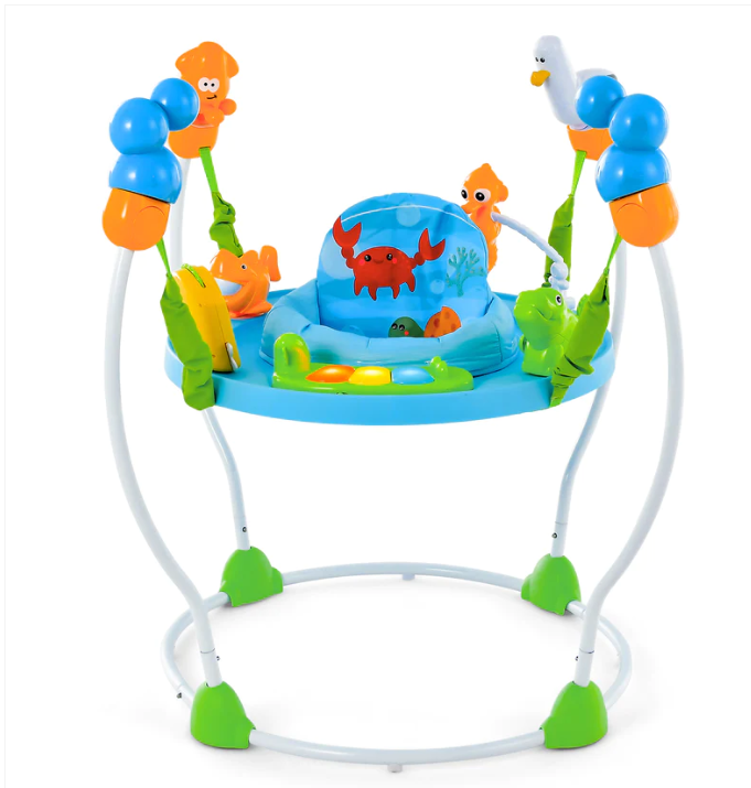 Underwater World Themed Baby Bouncer with Developmental Toys-Blue