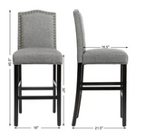 Bar Stool - 30'' Upholstered Kitchen Chairs Gray