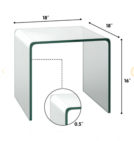 Tempered Glass End Table with non-Slip Pad