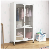 Rolling Storage Armoire Closet with Hanging Rod and Adjustable Shelf - Scratch and Dent