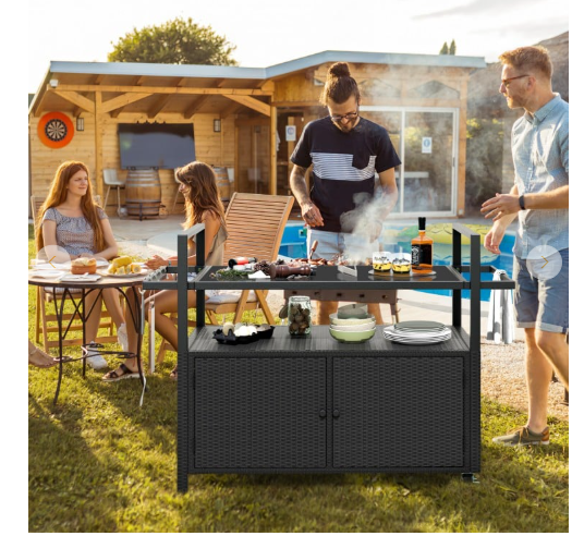 Bar Cart,  Wicker Buffet Serving Cart,  MISSING MAGNET