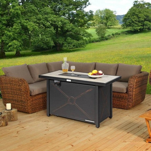 42 Inches 60,000 Btu Rectangular Propane Fire Pit Table, 1 box unassembled