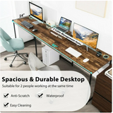 95 Inch 2-Person L-Shaped Long Reversible Computer Desk with Monitor Stand-Rustic Brown