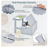 Kids Table and Chair Set, 3 in 1 Convertible Wooden Toy Storage Bench, Grey (Fully Assembled)