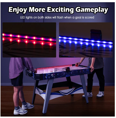 54" Air Hockey Table - Arcade Hockey Table Gaming Set w/LED Electronic Scoring (Scratch and Dent)